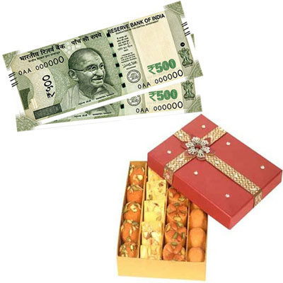 "Cash - Rs. 1001 , 500gms of Assorted sweets - Click here to View more details about this Product